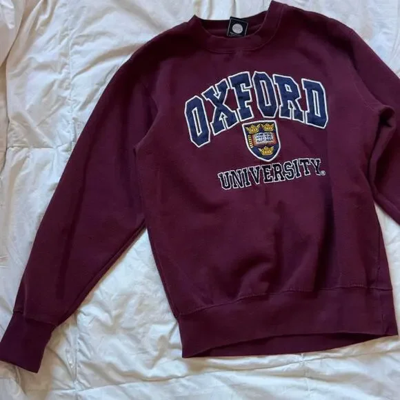 Official oxford university crewneck sweatshirt sz xs burgundy dark academia prep - Picture 3 of 8